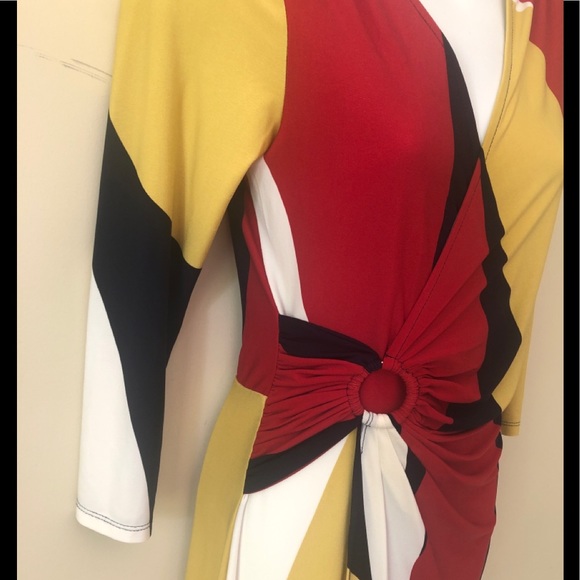 Boston Proper Colorblock Faux Wrap Maxi Dress Sz 4 - Picture 4 of 12